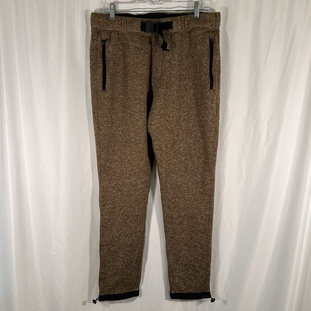 Abercrombie Fitch Joggers Men's Large Brown Belted Pull On Zip Pockets Knit